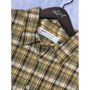 Levi's Red‎ Tab Button Down Mens XL Brown Plaid Cotton L/S Excellent Shirt